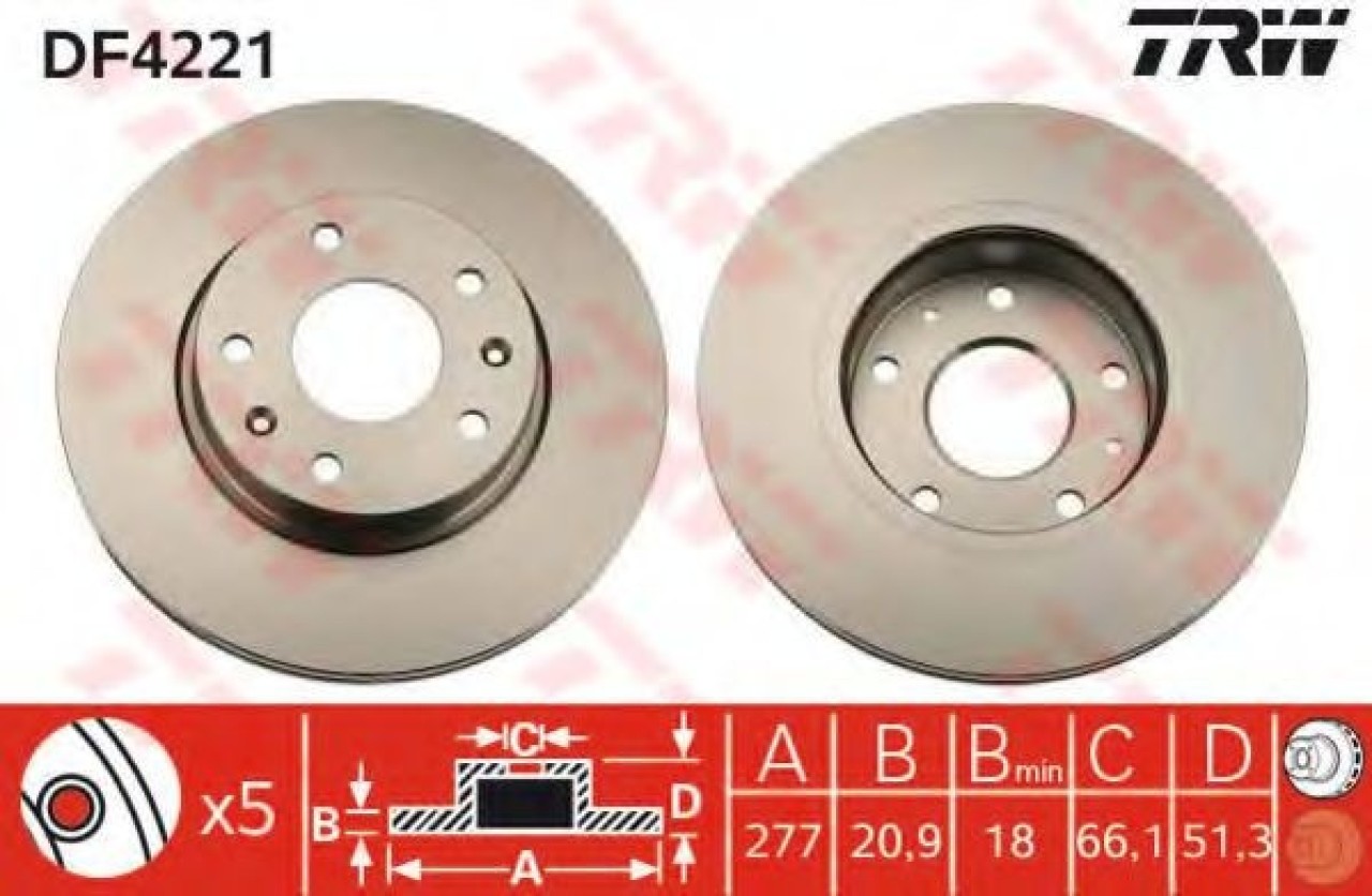 Disc frana LAND ROVER FREELANDER Soft Top (LN) (1998 - 2006) TRW DF4221 piesa NOUA
