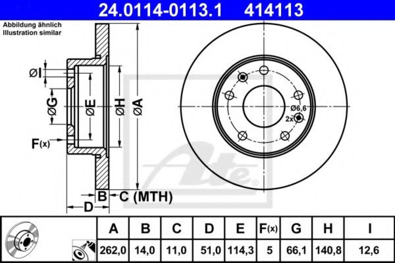 Disc frana LAND ROVER FREELANDER Soft Top (LN) (1998 - 2006) ATE 24.0114-0113.1 piesa NOUA