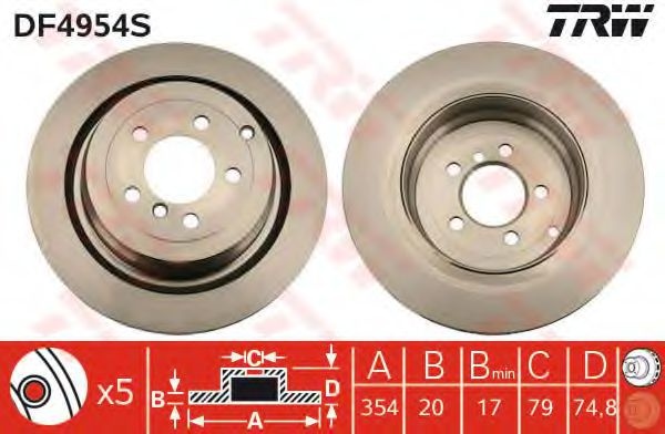 Disc frana LAND ROVER RANGE ROVER III (LM) (2002 - 2012) TRW DF4954S piesa NOUA