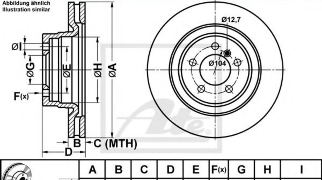 Disc frana LAND ROVER RANGE ROVER III (LM) (2002 - 2012) ATE 24.0130-0196.1 piesa NOUA