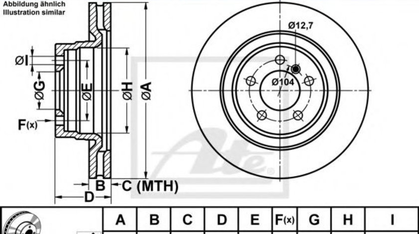 Disc frana LAND ROVER RANGE ROVER III (LM) (2002 - 2012) ATE 24.0130-0196.1 piesa NOUA