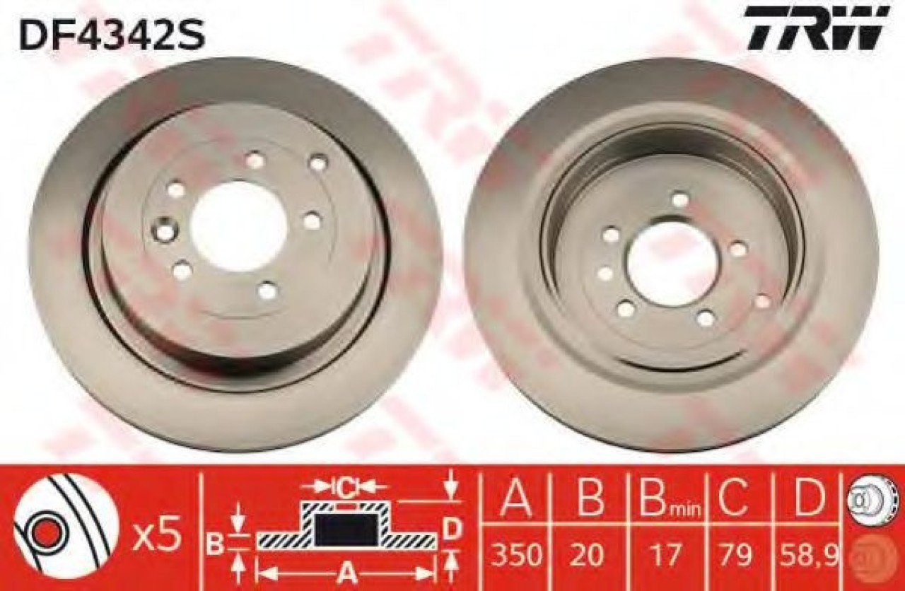 Disc frana LAND ROVER RANGE ROVER SPORT (LS) (2005 - 2013) TRW DF4342S piesa NOUA