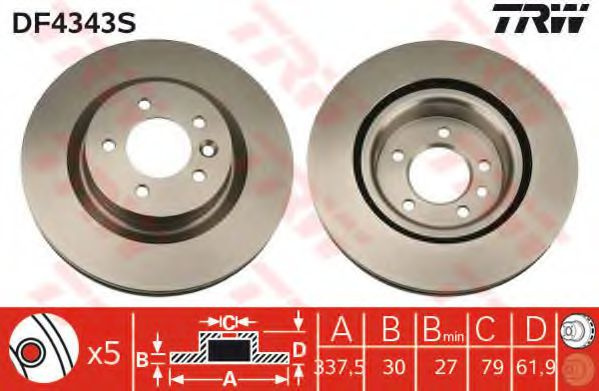 Disc frana LAND ROVER RANGE ROVER SPORT (LS) (2005 - 2013) TRW DF4343S piesa NOUA
