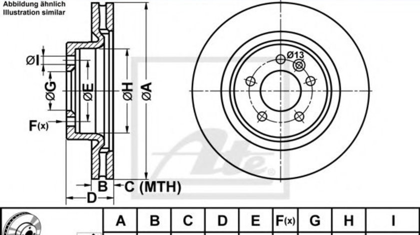 Disc frana LAND ROVER RANGE ROVER SPORT (LS) (2005 - 2013) ATE 24.0130-0188.1 piesa NOUA