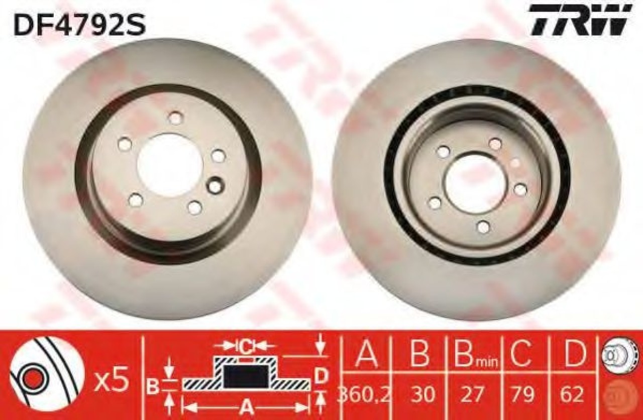 Disc frana LAND ROVER RANGE ROVER SPORT (LS) (2005 - 2013) TRW DF4792S piesa NOUA