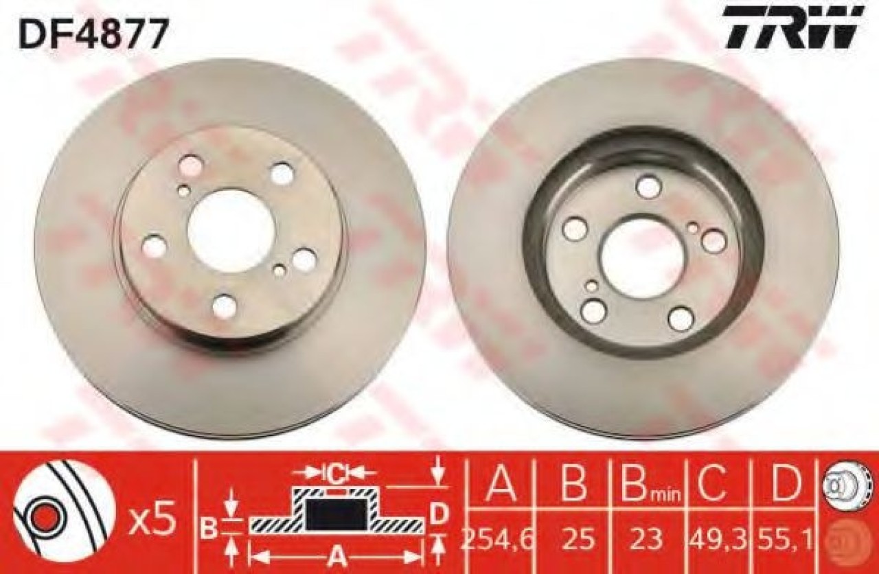 Disc frana LEXUS CT (ZWA1) (2010 - 2016) TRW DF4877 piesa NOUA