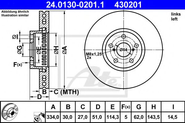 Disc frana LEXUS GS (GRL1, GWL1) (2011 - 2016) ATE 24.0130-0201.1 piesa NOUA