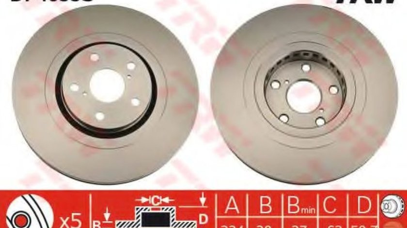 Disc frana LEXUS GS (GRL1, GWL1) (2011 - 2016) TRW DF4855S piesa NOUA