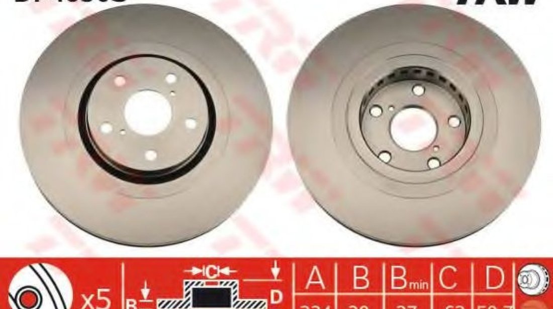 Disc frana LEXUS GS (GRS19, UZS19, URS19, GWS19) (2005 - 2011) TRW DF4856S piesa NOUA