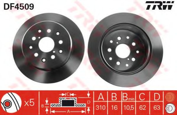 Disc frana LEXUS IS I (JCE1, GXE1) (1999 - 2005) TRW DF4509 piesa NOUA