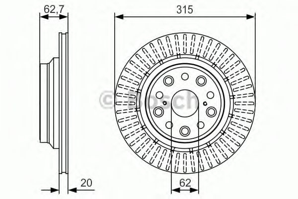 Disc frana LEXUS LS (UVF4, USF4) (2006 - 2016) BOSCH 0 986 479 T06 piesa NOUA