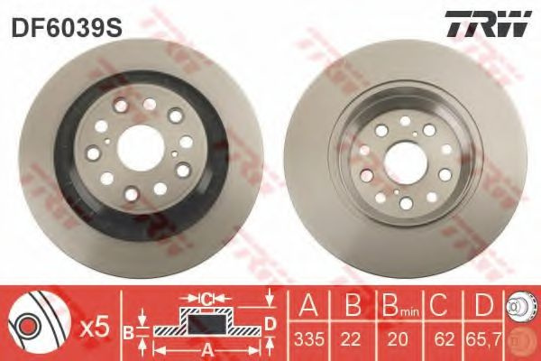 Disc frana LEXUS LS (UVF4, USF4) (2006 - 2016) TRW DF6039S piesa NOUA