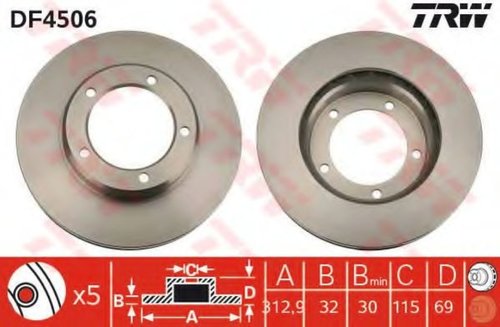 Disc frana LEXUS LX (UZJ100) (1997 - 2008) TRW DF4506 piesa NOUA
