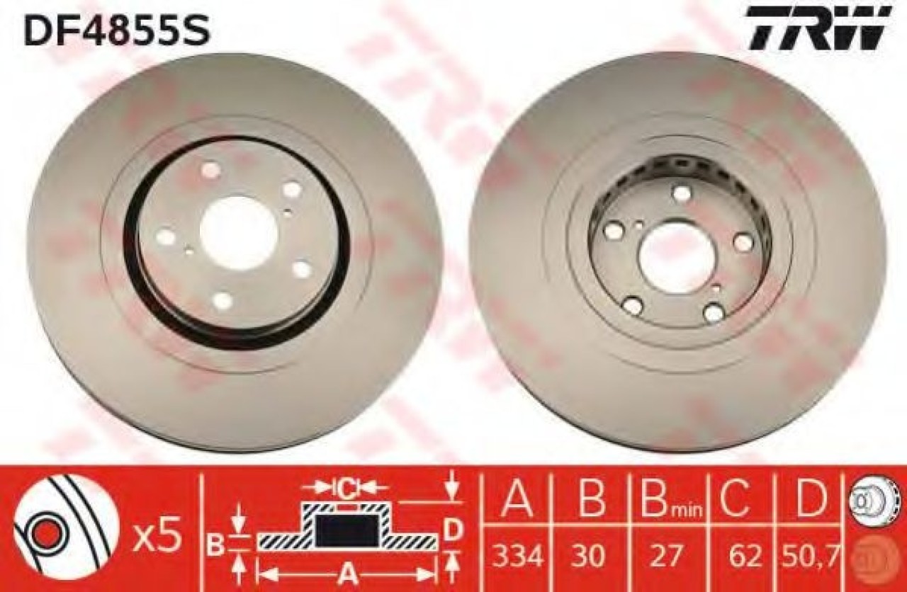 Disc frana LEXUS RC (AVC1, GSC1, USC1) (2014 - 2016) TRW DF4855S piesa NOUA