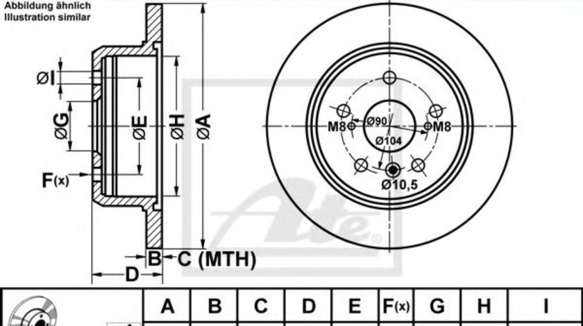 Disc frana LEXUS RX (MCU15) (2000 - 2003) ATE 24.0110-0712.1 piesa NOUA