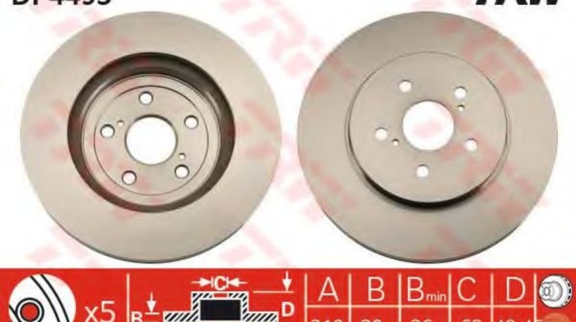 Disc frana LEXUS RX (MHU3, GSU3, MCU3) (2003 - 2008) TRW DF4493 piesa NOUA