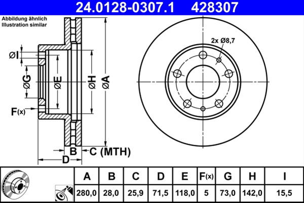 Disc Frana (livrabil Numai Pereche) Ate Citroën 24.0128-0307.1