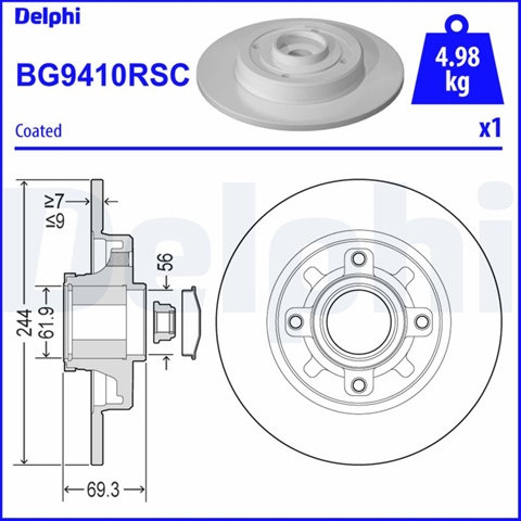 Disc Frana (livrabil Numai Pereche) Delphi Peugeot BG9410RSC