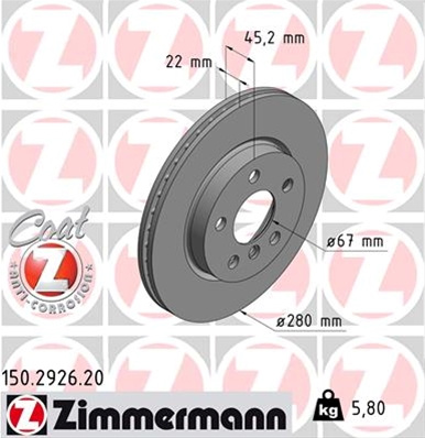 Disc Frana (livrabil Numai Pereche) Zimmermann Bmw 150.2926.20