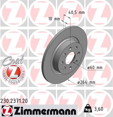 Disc Frana (livrabil Numai Pereche) Zimmermann Fiat 230.2371.20