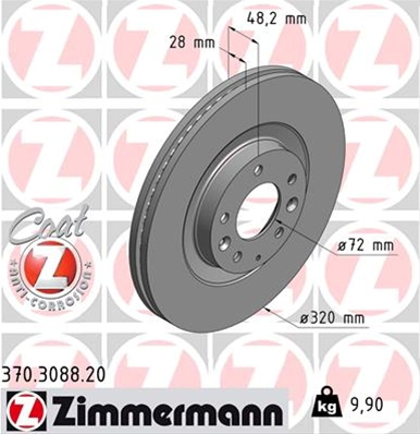 Disc Frana (livrabil Numai Pereche) Zimmermann Ford Usa 370.3088.20