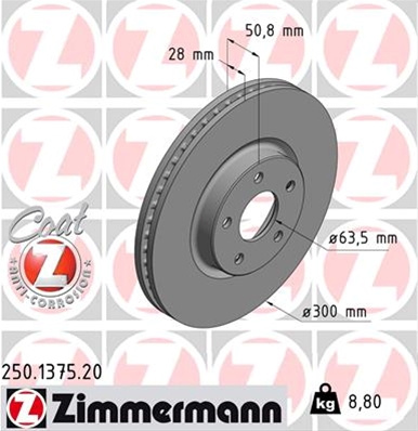 Disc Frana (livrabil Numai Pereche) Zimmermann Ford 250.1375.20