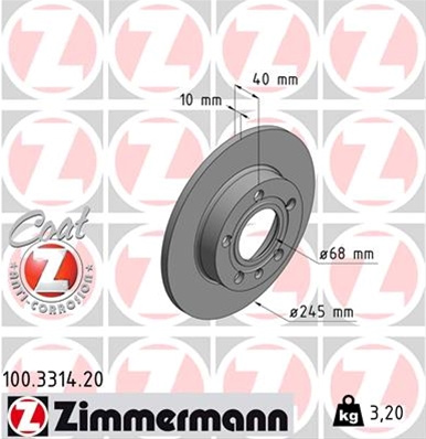 Disc Frana (livrabil Numai Pereche) Zimmermann Vag 100.3314.20