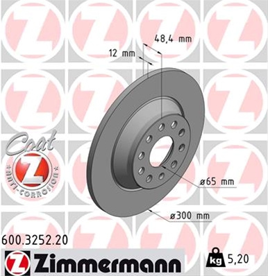 Disc Frana Livrabil Numai Pereche Zimmermann Vw (Faw) 600.3252.20