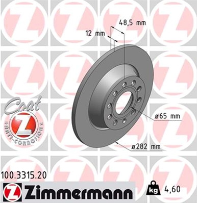 Disc Frana (livrabil Numai Pereche) Zimmermann Vw (Faw) 100.3315.20
