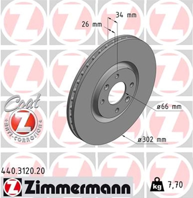 Disc Frana (livrabil Numai Pereche) Zimmermann Citroen/Peugeot 440.3120.20