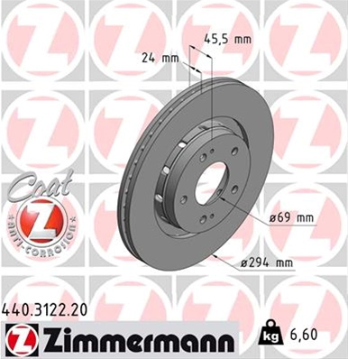 Disc Frana (livrabil Numai Pereche) Zimmermann Citroen/Peugeot 440.3122.20
