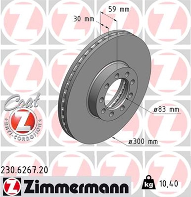 Disc Frana (livrabil Numai Pereche) Zimmermann Iveco 230.6267.20