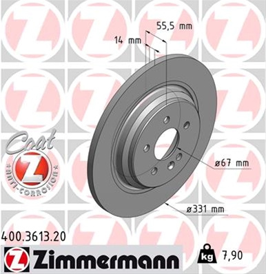 Disc Frana (livrabil Numai Pereche) Zimmermann Mercedes-Benz 400.3613.20