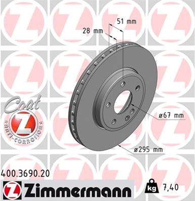 Disc Frana (livrabil Numai Pereche) Zimmermann Mercedes-Benz (Bbdc) 400.3690.20
