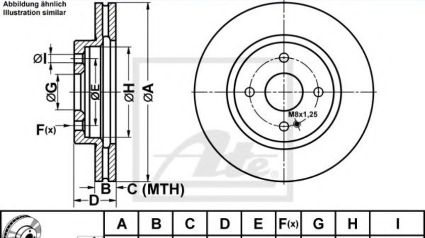 Disc frana MAZDA 2 (DE) (2007 - 2015) ATE 24.0123-0112.1 piesa NOUA