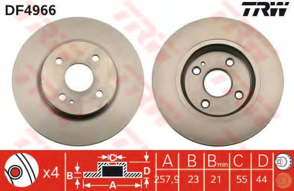 Disc frana MAZDA 2 (DE) (2007 - 2015) TRW DF4966 piesa NOUA