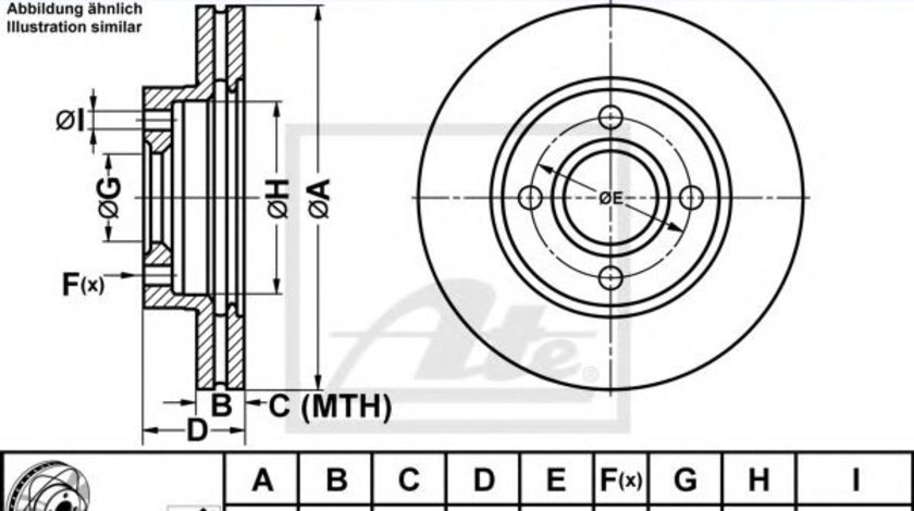 Disc frana MAZDA 2 (DY) (2003 - 2016) ATE 24.0322-0172.1 piesa NOUA