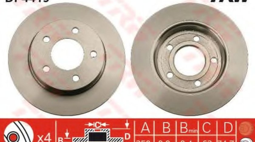 Disc frana MAZDA 3 (BK) (2003 - 2009) TRW DF4419 piesa NOUA