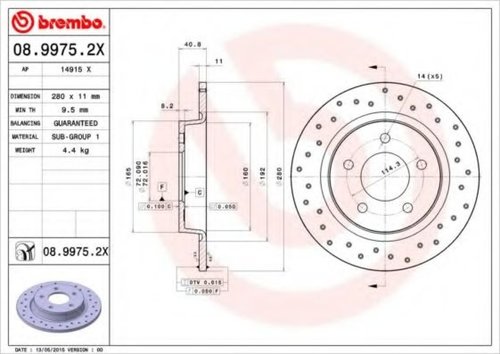 Disc frana MAZDA 3 (BL) (2008 - 2016) BREMBO 08.9975.2X piesa NOUA