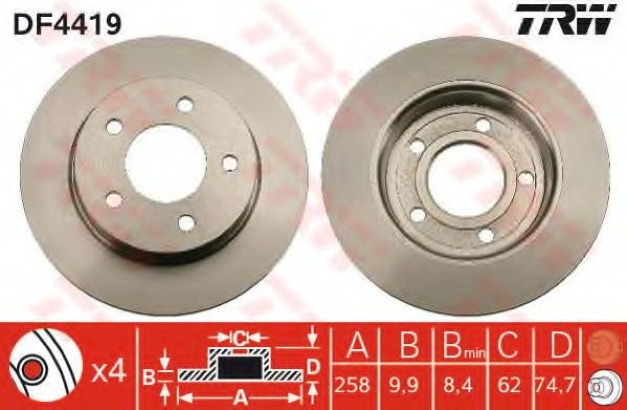 Disc frana MAZDA 3 (BL) (2008 - 2016) TRW DF4419 piesa NOUA