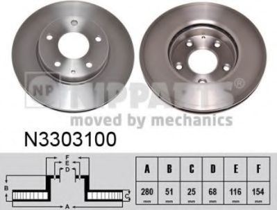 Disc frana MAZDA 3 (BM) (2013 - 2016) NIPPARTS N3303100 piesa NOUA