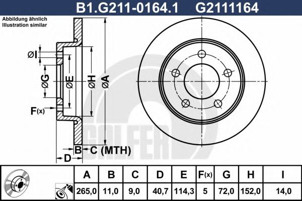 Disc frana MAZDA 3 Limuzina (BK) (1999 - 2009) GALFER B1.G211-0164.1 piesa NOUA