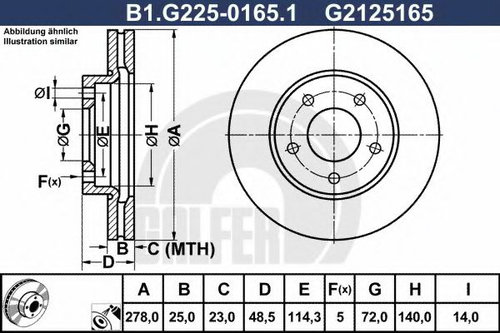 Disc frana MAZDA 3 Limuzina (BK) (1999 - 2009) GALFER B1.G225-0165.1 piesa NOUA