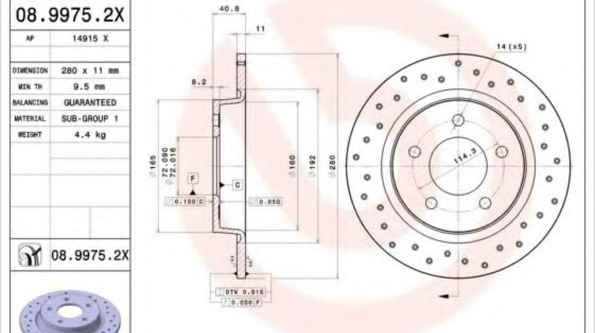 Disc frana MAZDA 5 (CR19) (2005 - 2016) BREMBO 08.9975.2X piesa NOUA