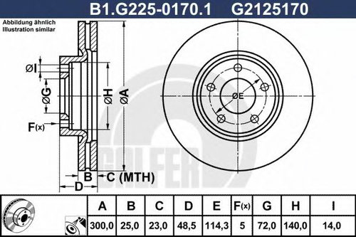 Disc frana MAZDA 5 (CR19) (2005 - 2016) GALFER B1.G225-0170.1 piesa NOUA