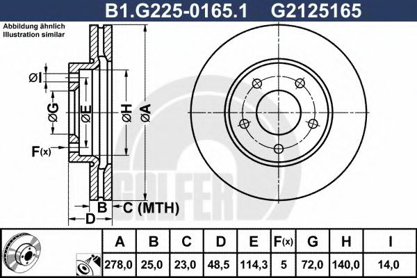 Disc frana MAZDA 5 (CR19) (2005 - 2016) GALFER B1.G225-0165.1 piesa NOUA