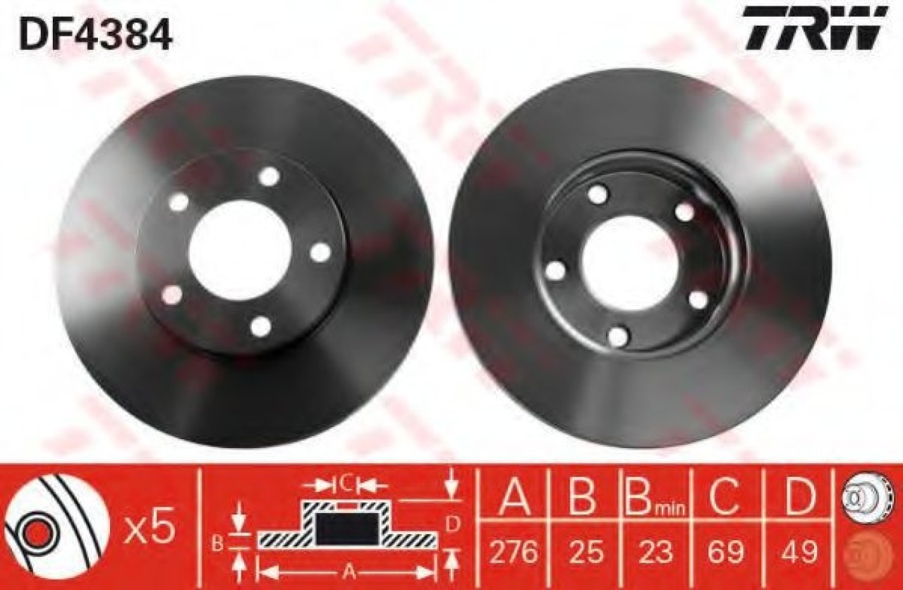 Disc frana MAZDA 5 (CR19) (2005 - 2016) TRW DF4384 piesa NOUA