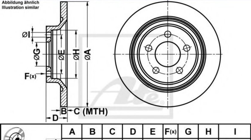 Disc frana MAZDA 5 (CW) (2010 - 2016) ATE 24.0111-0165.1 piesa NOUA