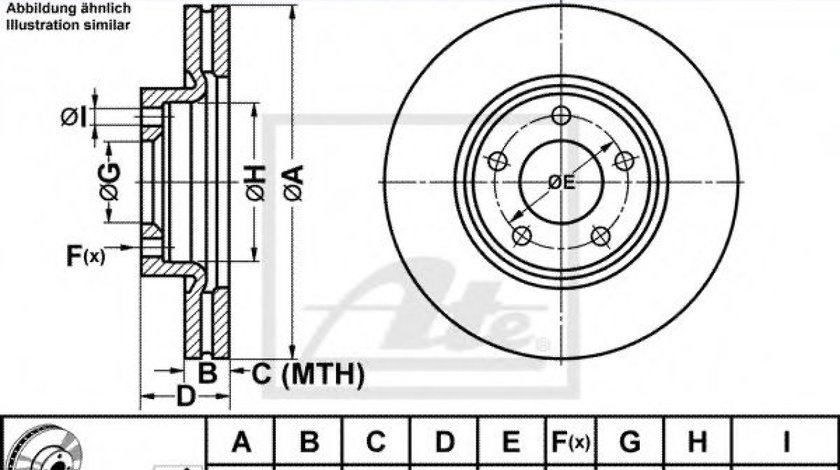 Disc frana MAZDA 5 (CW) (2010 - 2016) ATE 24.0125-0170.1 piesa NOUA