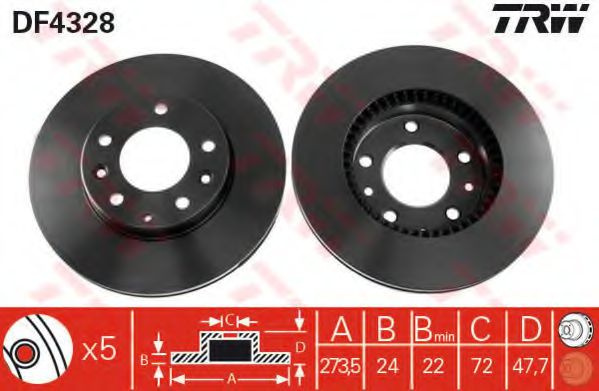 Disc frana MAZDA 6 (GG) (2002 - 2008) TRW DF4328 piesa NOUA